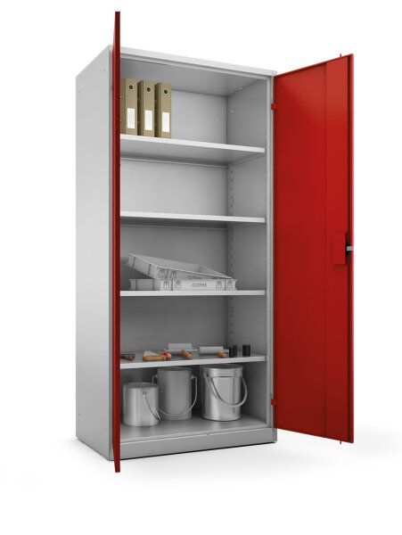 Bedrunka + Hirth Flügeltürenschrank Tiefe 300 mm, 2 x Flügeltüre, RAL 7035 / RAL 3003, 1950 x 800 x 300 mm (HxBxT)