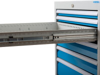 Bedrunka + Hirth Schubladenschrank Tiefe 736, 9 x Schublade, RAL 7035 / RAL 5012, 1019 x 705 x 736 mm (HxBxT)