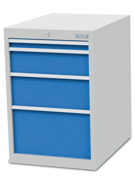 Bedrunka + Hirth Schubladenschrank Tiefe 736, 4 x Schublade, RAL 7035 / RAL 5012, 819 x 555 x 736 mm (HxBxT)