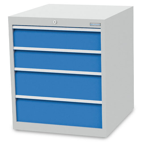 Bedrunka + Hirth Schubladenschrank Tiefe 736, 4 x Schublade, RAL 7035 / RAL 5012, 819 x 705 x 736 mm (HxBxT)