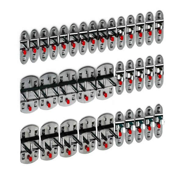 ®RasterPlan Werkzeughalter-Sortiment 35-teilig Anthrazitgrau 5 Werkzeughalter schräges Hakenende, 5 Werkzeughalter senkrechtes Hakenende, 10 Doppelte Werkzeughalter senkrechtes Hakenende, 15 Werkzeugklemmen