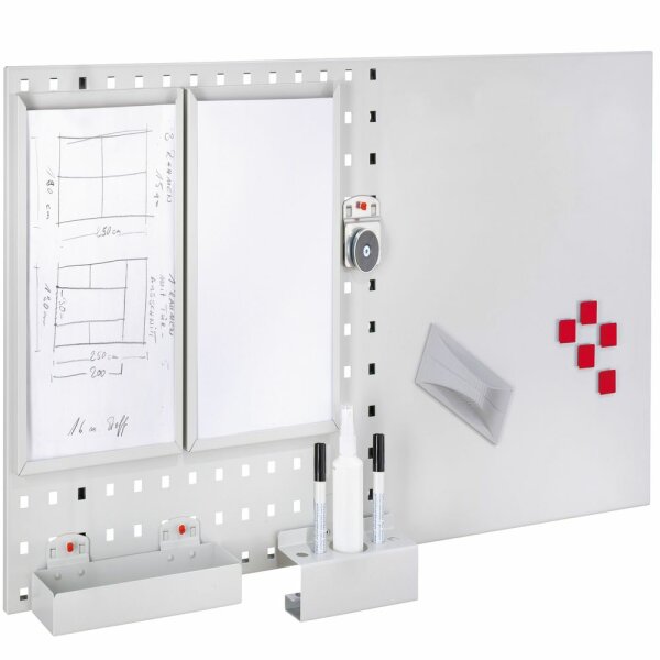 LogoChart Office Set 4 RAL 7035. 1 LogoChart® RAL 7035 2 Formularhalter 1 Ablagebox 1 Kombi Stifthalter 1 Magnethalter 5 Magnete 1 Wischer (magnetisch )1 Reinigungsspray 2 Non-Permanent-Stifte (schwarz).