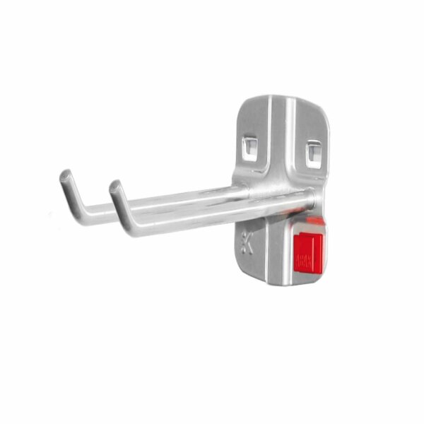 ®RasterPlan/ABAX® Doppelter Werkzeughalter schräges Hakenende Länge 150 mm Alufarben