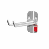 ®RasterPlan/ABAX® Doppelter Werkzeughalter schräges Hakenende Länge 150 mm Alufarben