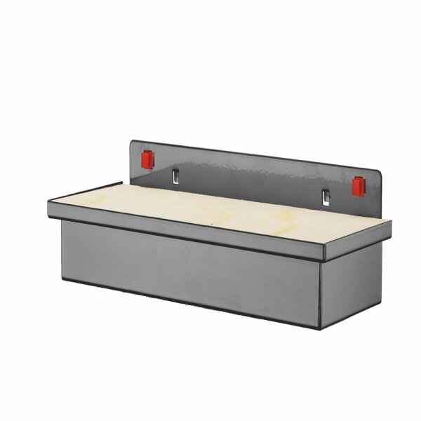 ®RasterPlan/ABAX® Werkzeugaufnahmebox mit Holzplatte Breite 340 mm x Tiefe 135 mm x Höhe 55 mm Anthrazitgrau