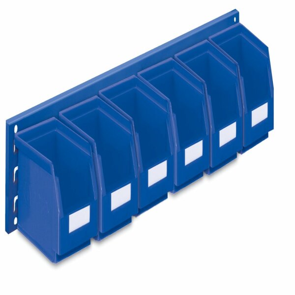 ®RasterPlan Wandschiene Schlitzplatte Set 8 L 920 mm x H 140 mm RAL 5010. 6 x Lagersichtkästen Größe 6.