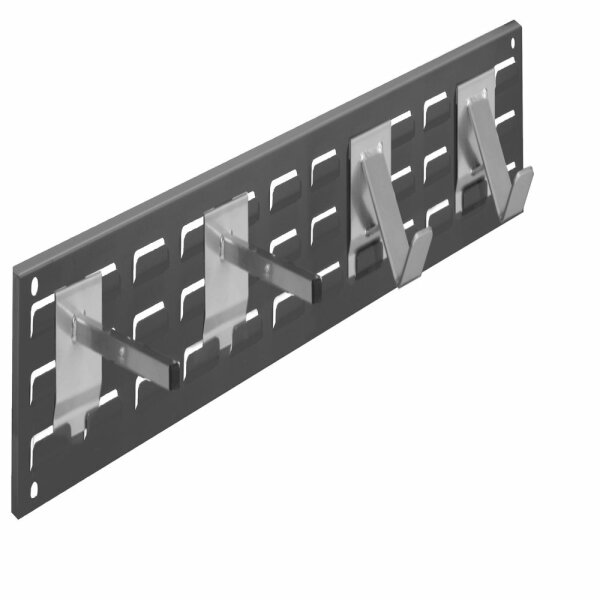 ®RasterPlan Wandschiene Schlitzplatte Set 9 L 920 mm x H 140 mm RAL 7016. 2 x Universalhalter 2 x Dornträger.