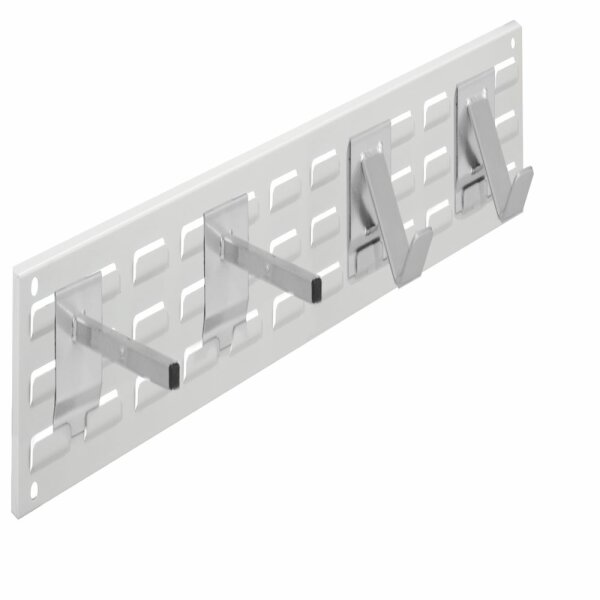 ®RasterPlan Wandschiene Schlitzplatte Set 9 L 920 mm x H 140 mm RAL 7035. 2 x Universalhalter 2 x Dornträger.