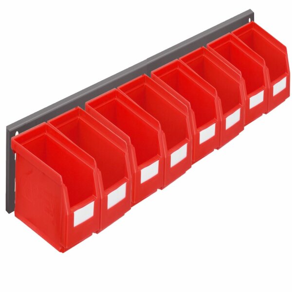 ®RasterPlan Wandschiene Schlitzplatte Set 5 L 920 mm x H 100 mm RAL 7016. 8 x Lagersichtkästen Größe 7.