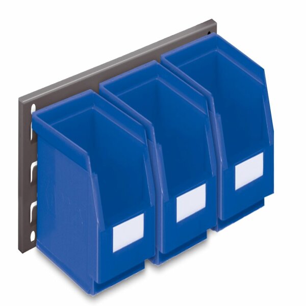 ®RasterPlan Wandschiene Schlitzplatte Set 7 L 460 mm x H 140 mm RAL 7016. 3 x Lagersichtkästen Größe 6.