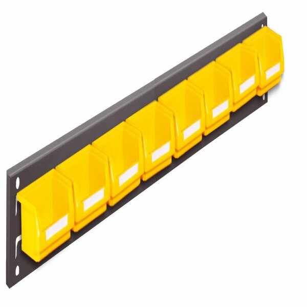 ®RasterPlan Wandschiene Schlitzplatte Set 2 L 920 mm x H 100 mm RAL 7016. 8 x Lagersichtkästen Größe 8.