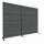 ®RasterPlan Trennwand Doppelfeld 180° L1500 / 2000 mm H2000 mm RAL 7016. Mit 7 ®RasterPlan Lochplatten.
