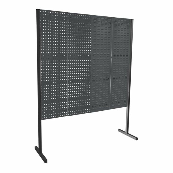 ®RasterPlan Trennwand Einzelfeld L2000 mm H1500 mm RAL 7016. Mit 2 ®RasterPlan Lochplatten 2 ®RasterPlan Schlitzplatten.