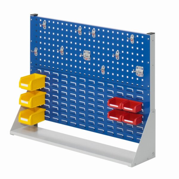 ®RasterPlan Stellwand Gr. 2 einseitig H760 x B1000 x T240 mm RAL 7035/5010.  1 x Werkzeughaltersortiment 10-teilig 3 x Lagersichtkästen Größe 7 4 x Lagersichtkästen Größe 8.