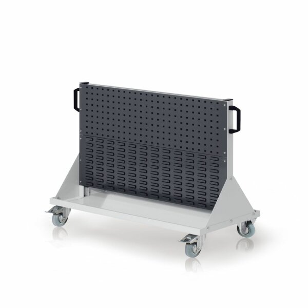 RasterMobil Gr. 2 RAL 7035/7016 H890 x B1000 x T500 mm. 2 Lochplatten 2 Schlitzplatten.