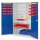 ®RasterPlan Werkzeugschrank Mod 5 500 H1950 x B1000 x T500 mm RAL 7035/5010. Türinnenseite: ®RasterPlan Schlitzplatten 2 Fachböden.