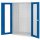®RasterPlan Schubladenschrank Leergehäuse 1950 x 1000 x 600 mm RAL 7035/5010. Modell 30 Sichtfenstertüren.