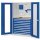 ®RasterPlan Schubladenschrank Modell 37 RAL 7035/5010. Sichtfenstertüren 1950 x 1000 x 600 mm 9 Schubladen H 100 mm 1 Werkbankplatte Multiplex.