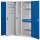 ®RasterPlan Vertikalschrank Modell 82 1950 x 1000 x 600 mm RAL 7035/5010. Türinnenseite: ®RasterPlan Lochplatten 2 Auszüge Lochplatten 3 Fachböden 1 Schubladen 175 mm.