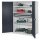Schwerlastschrank ohne Mitteltrennwand 1950 x 1000 x 600 mm Mod 45 RAL 7035/7016. Türinnenseite: ®RasterPlan Lochplatte 3 Fachböden verzinkt 2 Schubladen H 100 mm.