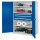Schwerlastschrank ohne Mitteltrennwand 1950 x 1000 x 600 mm Mod 46 RAL 7035/5010. Türinnenseite: ®RasterPlan Lochplatte 3 Fachböden verzinkt 1 Schublade 100 mm 1 Schublade 125 mm 1 Schublade 175 mm.