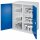 Schwerlast-Beistellschrank Modell 75 1110 x 1000 x 600 mm RAL 7035/5010. Mit Mitteltrennwand Doppelwandtüren 2 Fachböden links 2 Fachböden rechts