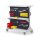 RasterMobil Gr. 4 RAL 7035/7016 H1620 x B1000 x T500 mm. 1 x Ablageboden aus Stahlblech 1 x Werkzeughaltersortiment 18-teilig 1 x Stahlboden 950 mm 1 x Gabelträger 2 x Wellenträger 2 x Lagersichtkästen Größe 6 3 x Lagersichtkästen Größe 7 15 x Lag