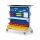 RasterMobil Gr. 4 RAL 7035/5010 H1620 x B1000 x T500 mm. 1 x Auflageboden aus Stahlblech inkl. Riffelgummimatte  1 x Werkzeughaltersort. 18-teilig 1 x Stahlboden 950 mm 1 x Formularhalter A4 6 x Lagersichtkästen Größe 6 8 x Lagersichtkästen Größe 7,