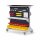 RasterMobil Gr. 4 RAL 7035/7016 H1620 x B1000 x T500 mm. 1 x Auflageboden aus Stahlblech inkl. Riffelgummimatte  1 x Werkzeughaltersort. 18-teilig 1 x Stahlboden 950 mm 1 x Formularhalter A4 6 x Lagersichtkästen Größe 6 8 x Lagersichtkästen Größe 7,