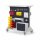 RasterMobil Gr. 4 RAL 7035/7016 H16800 x B1000 x T500 mm. 1 x Ablageboden aus Stahlblech 1 x Werkzeughaltersortiment 10-teilig 1 x Stahlboden 450 mm 1 x Formularhalter A4 1 x Universalhalter 1 x Einhängeschrank 9 x Lagersichtkästen Größe 7 12 x La