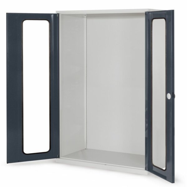 Systemschrank Leergehäuse Serie 500 RAL 7035/7016 H1950 x B1000 x T500 mm Sichtfenstertüren.