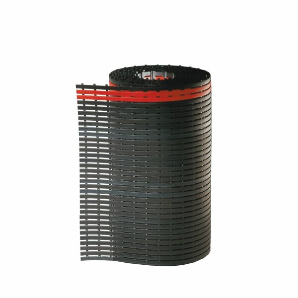 ErgoPlus Bodenmatte B1000 mm - 10 m - schwarz mit rotem Sicherheitsstreifen.
