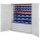 Großraumschrank Modell 25 RAL 7035 1950 x 1130 x 590 mm. Türinnenseite: ®RasterPlan Lochplatten 4 Schubladen unten inklusiv Lagersichtkasten 15 x Größe 4 7 x Größe 5 14 x Größe 6 10 x Größe 7.