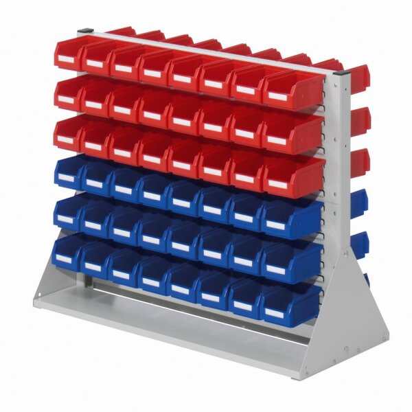 ®RasterPlan Systemeinheit Gr.2 doppelseitig H760 x B1000 x T430 mm RAL 7035.  Modell D 25 inklusiv Lagersichtkasten 96 x Größe 7.