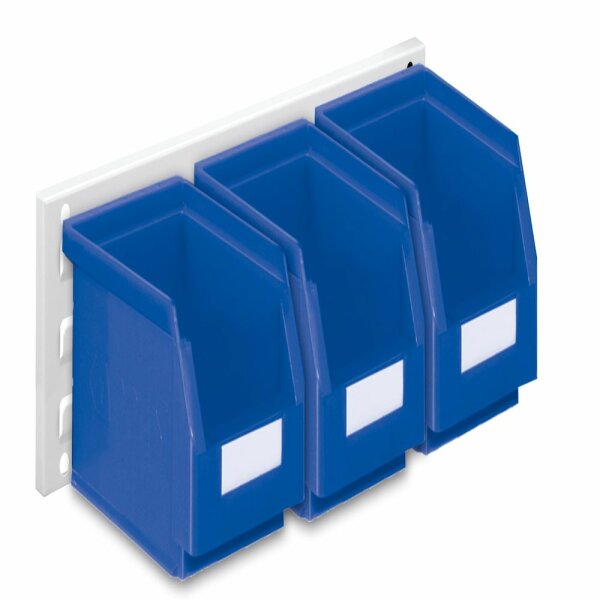 ®RasterPlan Wandschiene Schlitzplatte Set 7 L 460 mm x H 140 mm RAL 7035. 3 x Lagersichtkästen Größe 6.
