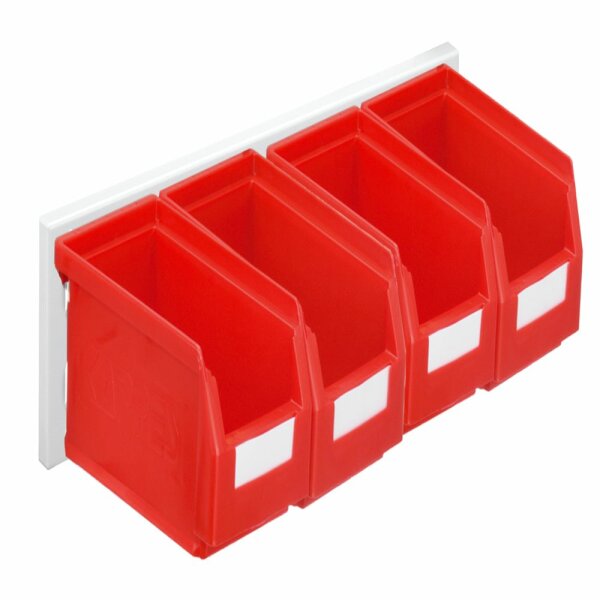 ®RasterPlan Wandschiene Schlitzplatte Set 4 L 460 mm x H 100 mm RAL 7035. 4 x Lagersichtkästen Größe 7.