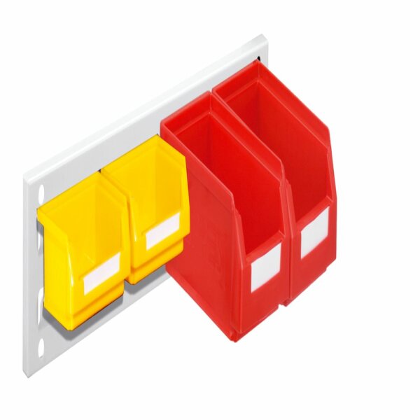®RasterPlan Wandschiene Schlitzplatte Set 13 L 460 mm x H 100 mm RAL 7035. 2 x Lagersichtkästen Größe 7 2 x Lagersichtkästen Größe 8.