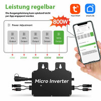 Mikro-Wechselrichter 800 Watt, ideal für Balkonkraftwerke, WIFI/App, VDE-AR-N 4105