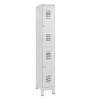 C+P Spind/Garderobenschrank Basis PLUS, 1 Abteil, doppelstöckig 1850/1950 x 300 x 500 mm (HxBxT) RAL 7035 lichtgrau-RAL 7016 anthrazitgrau-Zylinderschloss-Füße