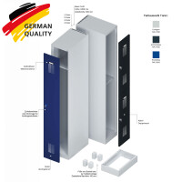 C+P Spind/Garderobenschrank Basis PLUS, 1 Abteil, doppelstöckig 1850/1950 x 300 x 500 mm (HxBxT) RAL 7035 lichtgrau-RAL 7016 anthrazitgrau-Zylinderschloss-Füße
