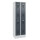 C+P Spind/Garderobenschrank Basis PLUS, 2 Abteile, doppelstöckig 1850/1950 x 600 x 500 mm (HxBxT) RAL 7035 lichtgrau-RAL 5010 enzianblau-Zylinderschloss-Füße
