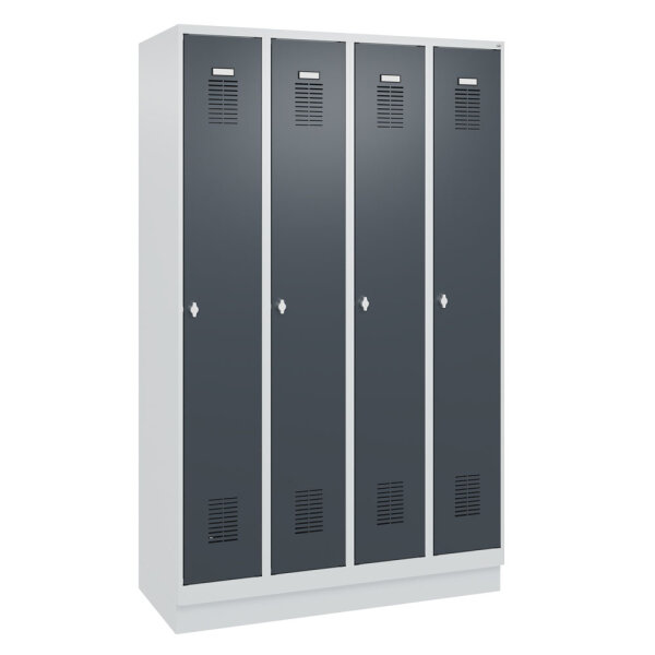 Spind Garderobenschrank 4 Fächer mit Kleiderstange 2 Abteile Spind Garderobenschrank 4 Fächer mit Kleiderstange 2 Abteile
