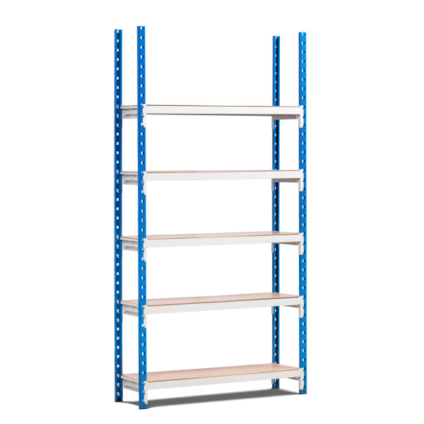 Evoracks Grundregal Stecksystem 2000x1000x400 mm, Holzböden, 680 kg Tragkraft, Blau/lichtgrau