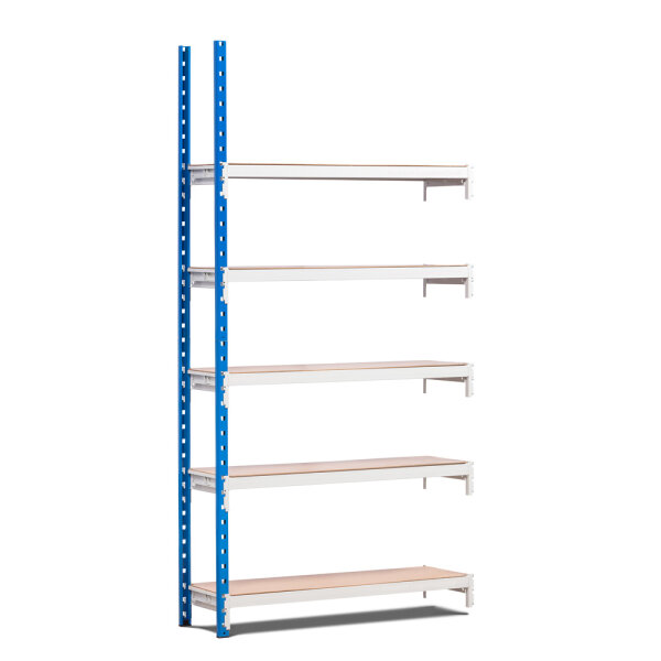 Evoracks Anbauregal Stecksystem 2000x1000x400 mm, Holzböden, 680 kg Tragkraft, Blau/lichtgrau