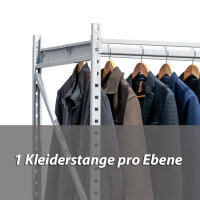 Evoracks Kleiderstangen Grundregal Stecksystem 2400x1250x600 mm, 260 kg Tragkraft, lichtgrau