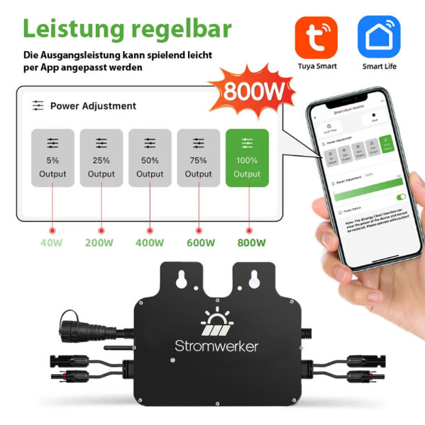 Balkonkraftwerk 800 Watt Komplettset Mikrowechselrichter + 2x Solarpanel TCL 450 Watt, bifazial, 0% MwSt.