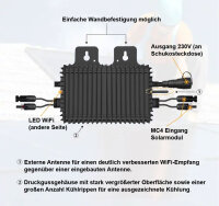 Balkonkraftwerk 800 Watt Komplettset Mikrowechselrichter + 2x Solarpanel JA SOLAR 445 Watt, bifazial, Full Black 0% MwSt