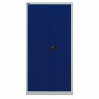 Bisley Flügeltürenschrank Universal, 3 verzinkte Fachböden, 4 OH, Farbe Korpus lichtgrau, Türen oxfordblau