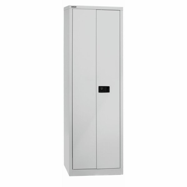 Bisley Flügeltürenschrank Universal, 4 Fachböden, 5 OH, B 600 mm, Farbe lichtgrau