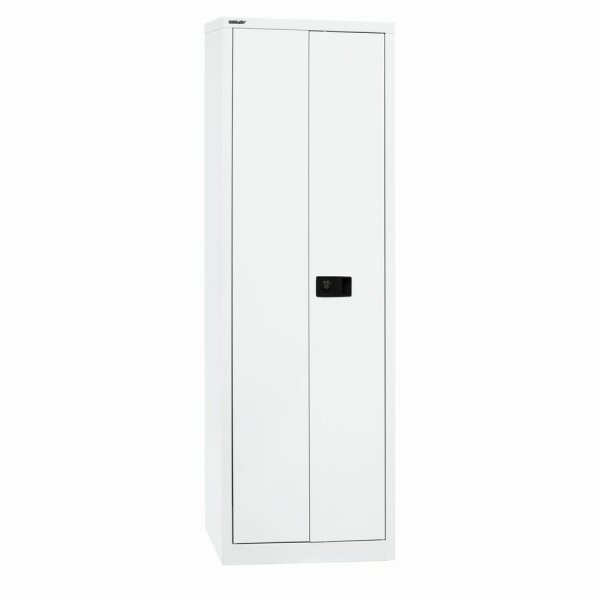 Bisley Flügeltürenschrank Universal, 4 Fachböden, 5 OH, B 600 mm, Farbe verkehrsweiß